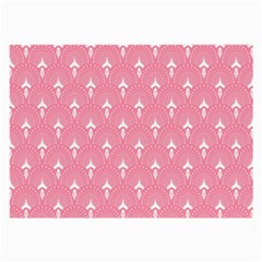 White And Pink Art-deco Pattern Large Glasses Cloth (2 Sides) by Dushan