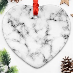 White Faux Marble Texture  Ornament (heart) by Dushan