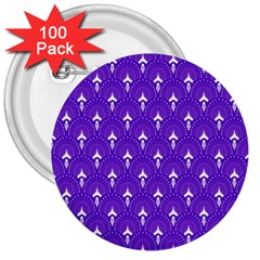 White And Purple Art-deco Pattern 3  Buttons (100 Pack)  by Dushan