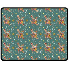 006 - Funky Oldschool 70s Wallpaper - Exploding Circles Double Sided Fleece Blanket (medium)  by DinzDas