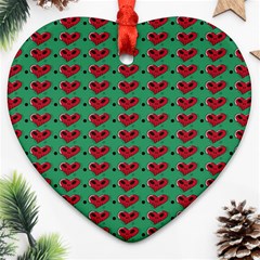 Evil Heart Graffiti Pattern Heart Ornament (two Sides) by DinzDas