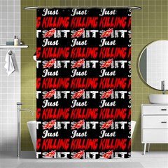 Just Killing It - Silly Toilet Stool Rocket Man Shower Curtain 48  X 72  (small)  by DinzDas