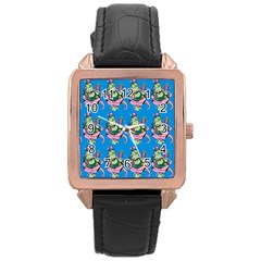 Monster And Cute Monsters Fight With Snake And Cyclops Rose Gold Leather Watch  by DinzDas