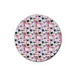 Adorable seamless cat head pattern01 Rubber Coaster (Round)  Front