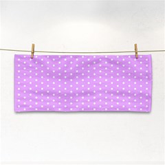 White Polka Dot Pastel Purple Background, Pink Color Vintage Dotted Pattern Hand Towel by Casemiro