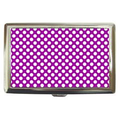 White And Purple, Polka Dots, Retro, Vintage Dotted Pattern Cigarette Money Case by Casemiro