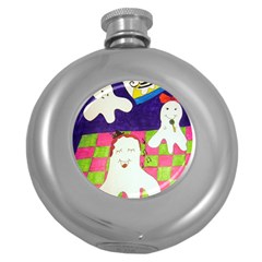 Circus Ghosts Sing Round Hip Flask (5 Oz) by snowwhitegirl