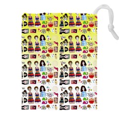 Kawaii Collage Yellow  Ombre Drawstring Pouch (4xl) by snowwhitegirl