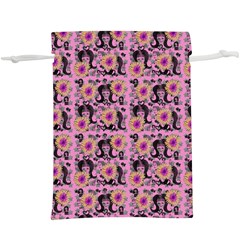 60s Girl Floral Pink  Lightweight Drawstring Pouch (xl) by snowwhitegirl