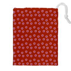 Peach Purple Daisy Flower Red Drawstring Pouch (4xl) by snowwhitegirl