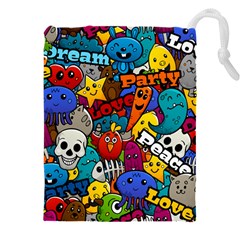 Graffiti Characters Seamless Pattern Drawstring Pouch (4xl) by Amaryn4rt