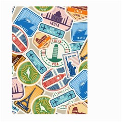 Travel Pattern Immigration Stamps Stickers With Historical Cultural Objects Travelling Visa Immigrant Large Garden Flag (two Sides) by Amaryn4rt