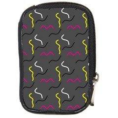 Gray Pattern Compact Camera Leather Case by Saptagram