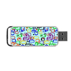 60 s Style Retro Pattern, Vintage Ovals At Pastel Blue Portable Usb Flash (two Sides) by Casemiro