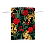 Seamless-pattern-with-leopards-and-roses-vector Lightweight Drawstring Pouch (S) Back