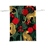 Seamless-pattern-with-leopards-and-roses-vector  Lightweight Drawstring Pouch (XL) Back