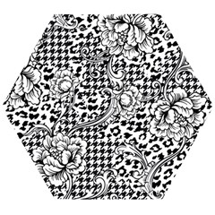 Vector-eclectic-fabric-seamless-pattern-animal-and-plaid-background-with-baroque-ornament Wooden Puzzle Hexagon by Sobalvarro
