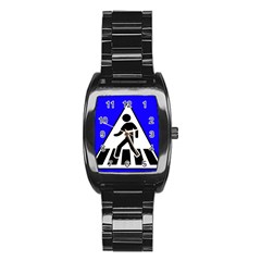 Cross Crossing Crosswalk Line Walk Stainless Steel Barrel Watch by HermanTelo