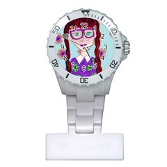 Purple Glasses Girl Wall Plastic Nurses Watch by snowwhitegirl