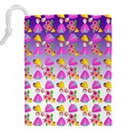 Girl With Hood Cape Heart Lemon Patternpurple Ombre Drawstring Pouch (4XL) Back
