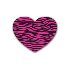 Pink Zebra Rubber Coaster (heart)  by Angelandspot