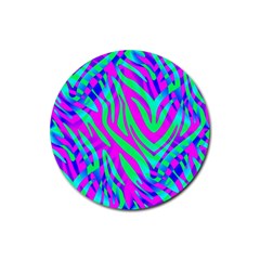 Wild And Crazy Zebra Rubber Coaster (round)  by Angelandspot
