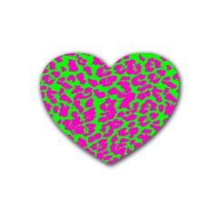 Neon Big Cat Rubber Coaster (heart)  by Angelandspot