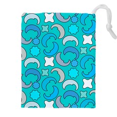 Cloudy Blue Moon Drawstring Pouch (4xl) by tmsartbazaar