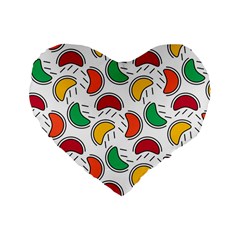 Geometric Fruity Standard 16  Premium Flano Heart Shape Cushions by tmsartbazaar