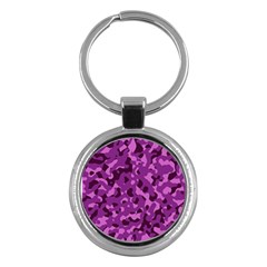 Dark Purple Camouflage Pattern Key Chain (round) by SpinnyChairDesigns