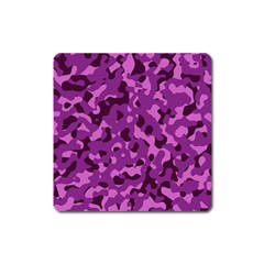 Dark Purple Camouflage Pattern Square Magnet by SpinnyChairDesigns
