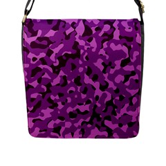 Dark Purple Camouflage Pattern Flap Closure Messenger Bag (l) by SpinnyChairDesigns