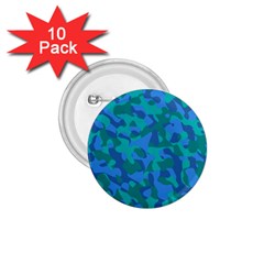 Blue Turquoise Teal Camouflage Pattern 1 75  Buttons (10 Pack) by SpinnyChairDesigns