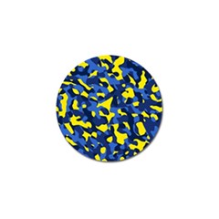 Blue And Yellow Camouflage Pattern Golf Ball Marker (4 Pack) by SpinnyChairDesigns