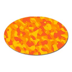 Orange And Yellow Camouflage Pattern Oval Magnet by SpinnyChairDesigns