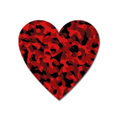 Red And Black Camouflage Pattern Heart Magnet by SpinnyChairDesigns