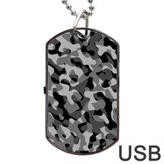 Grey And Black Camouflage Pattern Dog Tag Usb Flash (one Side) by SpinnyChairDesigns
