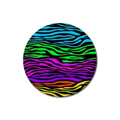 Colorful Zebra Rubber Coaster (round)  by Angelandspot