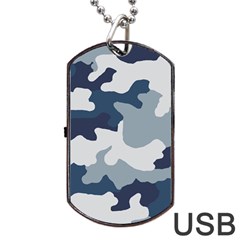 Camo Blue Dog Tag Usb Flash (two Sides) by MooMoosMumma