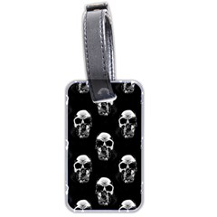 Black And White Skulls Luggage Tag (two Sides) by SpinnyChairDesigns