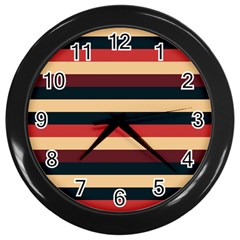 Seventies Stripes Wall Clock (black) by tmsartbazaar