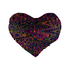 Colorful Bohemian Mosaic Pattern Standard 16  Premium Flano Heart Shape Cushions by SpinnyChairDesigns