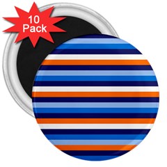Ocean Blue Stripes 3  Magnets (10 Pack)  by tmsartbazaar