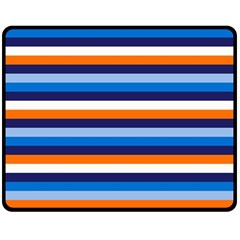 Ocean Blue Stripes Double Sided Fleece Blanket (medium)  by tmsartbazaar