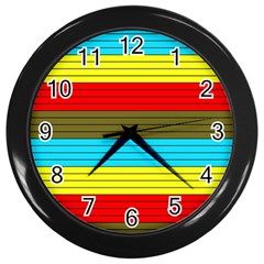 Multicolor With Black Lines Wall Clock (black) by tmsartbazaar