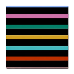 Colorful Mime Black Stripes Tile Coaster by tmsartbazaar