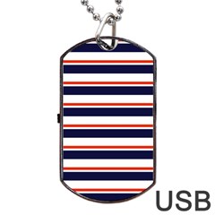 Red With Blue Stripes Dog Tag Usb Flash (two Sides) by tmsartbazaar