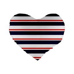 Red With Blue Stripes Standard 16  Premium Heart Shape Cushions by tmsartbazaar