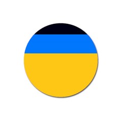 Bright Yellow With Blue Magnet 3  (round) by tmsartbazaar
