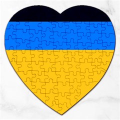 Bright Yellow With Blue Jigsaw Puzzle (heart) by tmsartbazaar